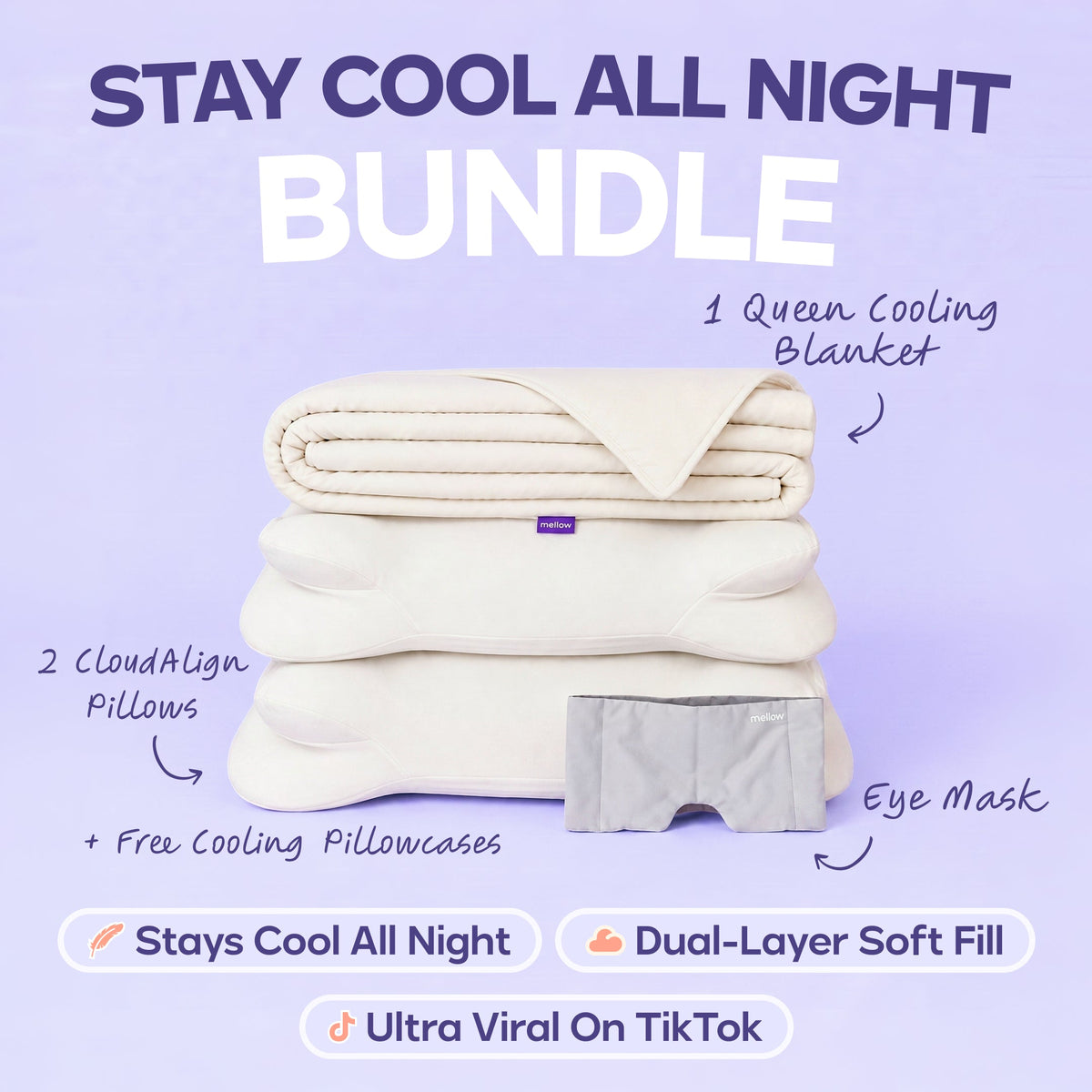 CloudCool™ Cooling Comforter + 2 CloudAlign Pillows + Weighted Eye Mas
